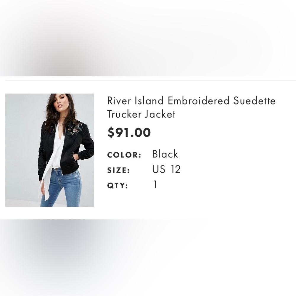 River Island embroidered suedette bomber jacket - Picture 3 of 13